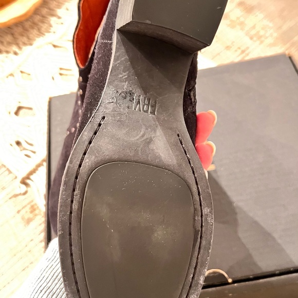 Frye Nora Stud Zip Short Boot Black Suede. Worn once. Box included! - Picture 4 of 8